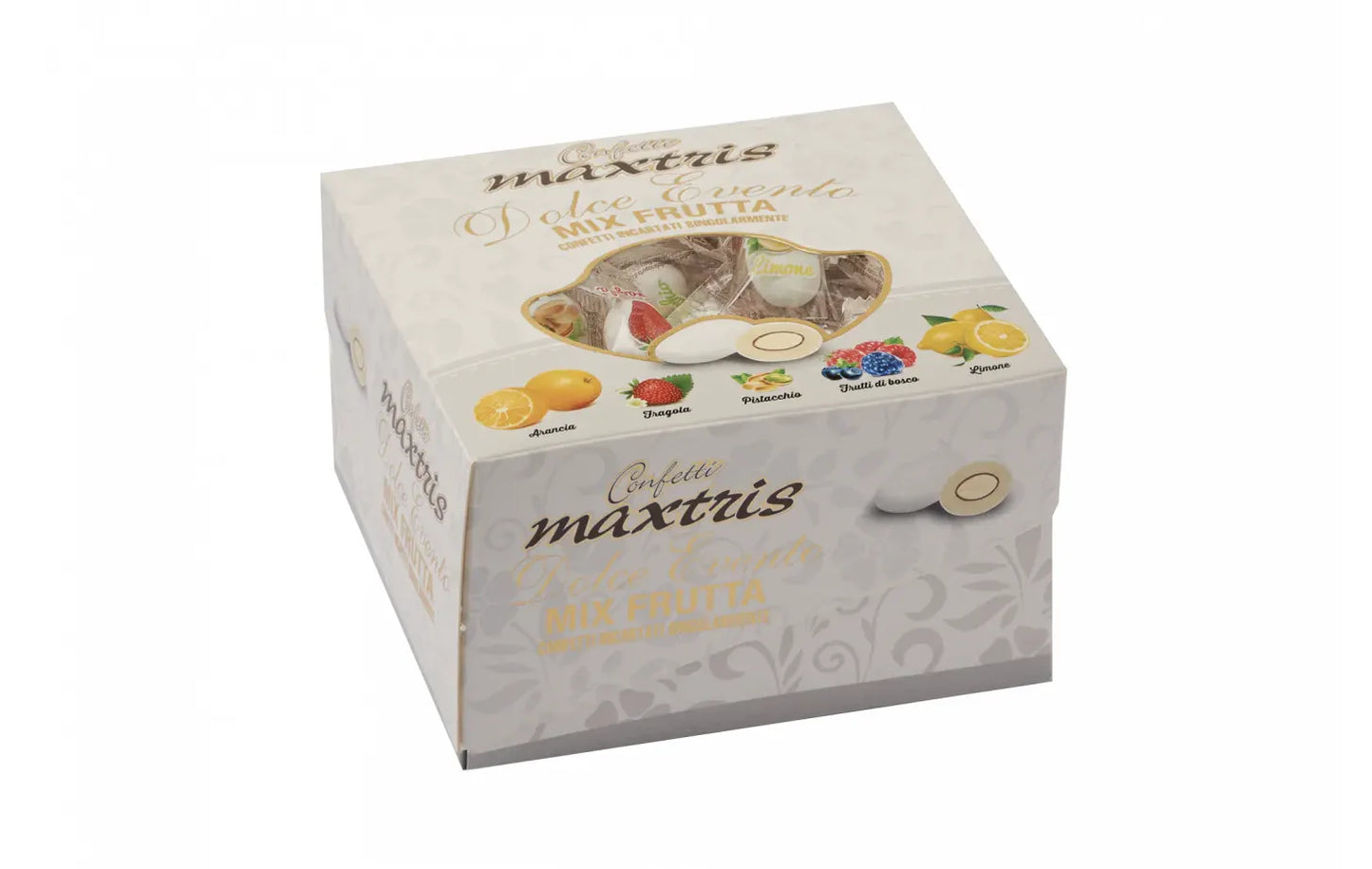 Maxtris - Vassoio Confetti Incartati Mix Frutta Bianco