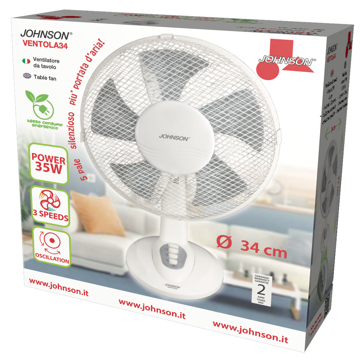 Johnson Ventola 34 Ventilatore da Tavolo 35 W