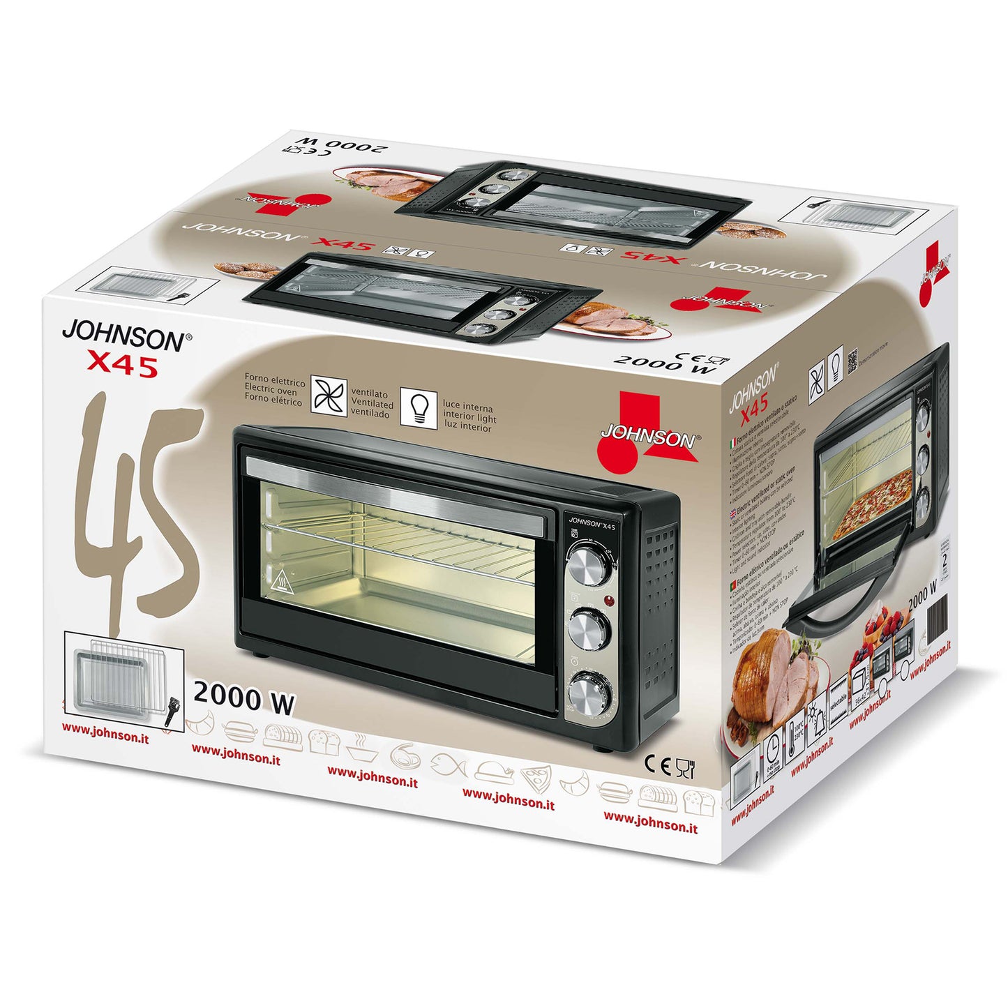 Johnson X45 Forno Elettrico Statico Ventilato Potenza 2000 W Capacità 45 L