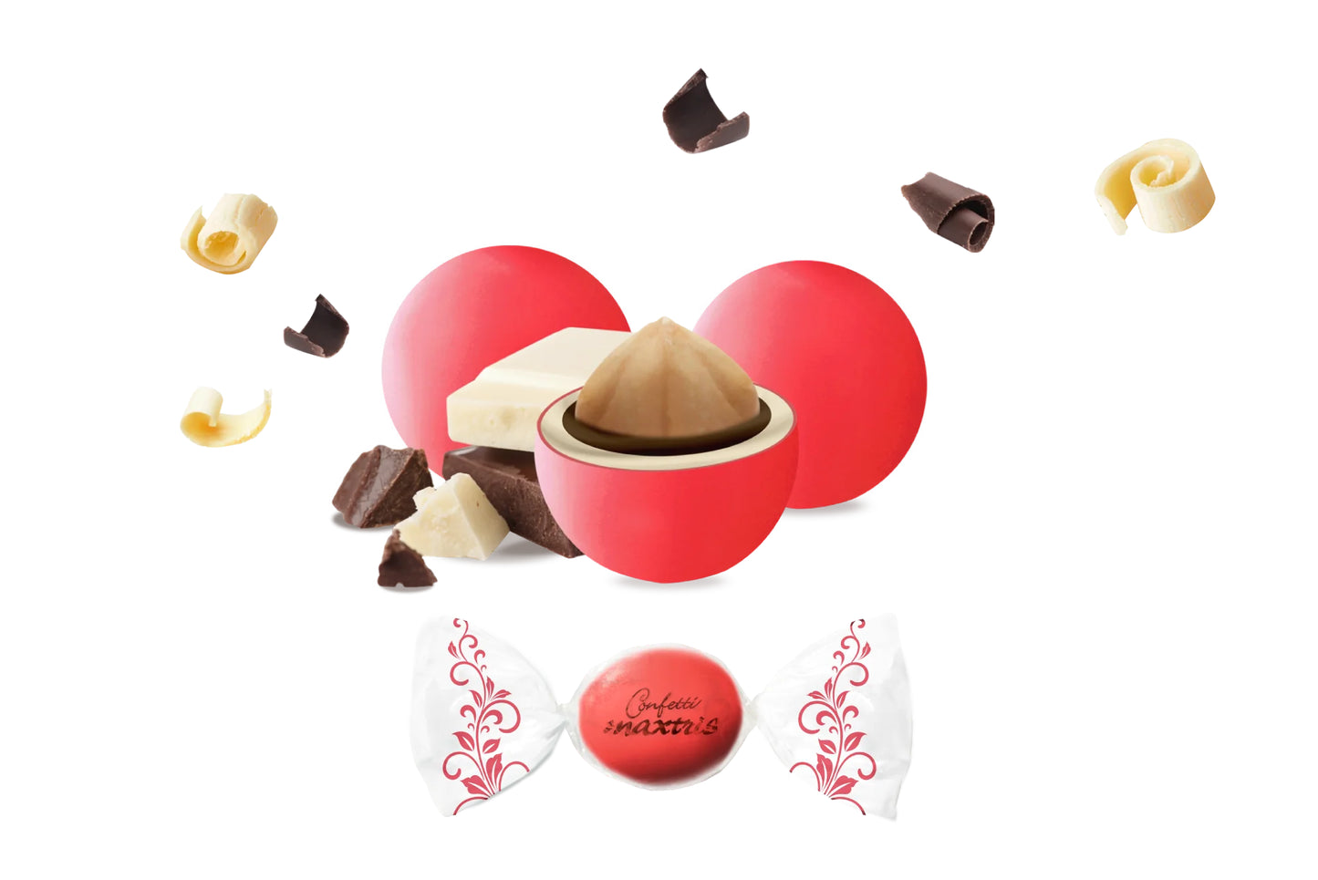 Maxtris - Vassoio Confetti Incartati Twist Les Noisettes Rosso