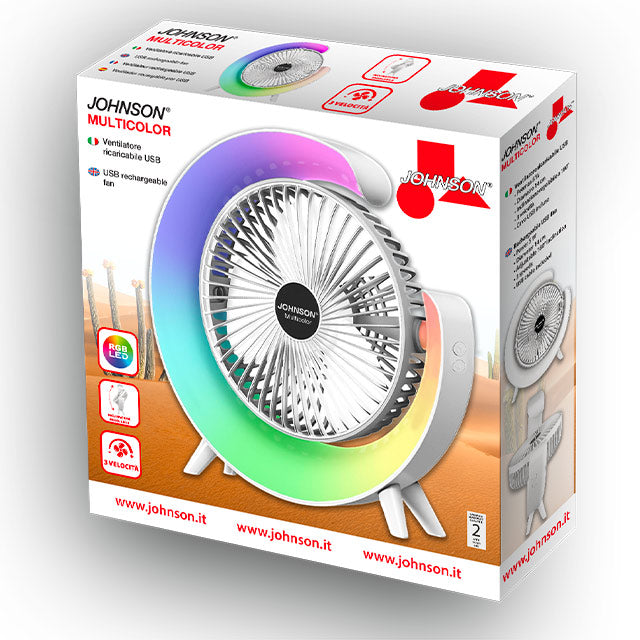 Johnson Multicolor Ventilatore Ricaricabile USB-C
