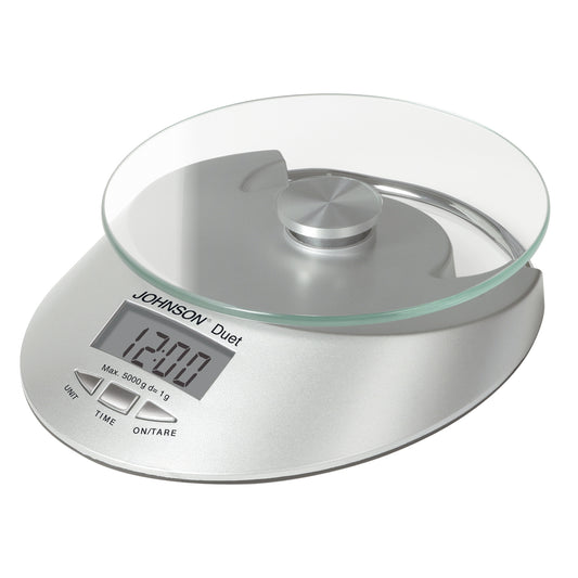 Johnson DUET Bilancia Digitale da Cucina con orologio - MAX 5 Kg