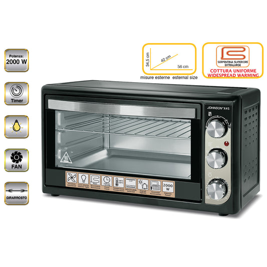 Johnson X45 Forno Elettrico Statico Ventilato Potenza 2000 W Capacità 45 L