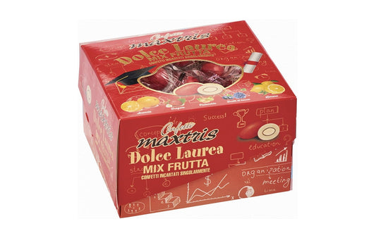 Maxtris - Vassoio Confetti Incartati Dolce Laurea Frutta Rossi