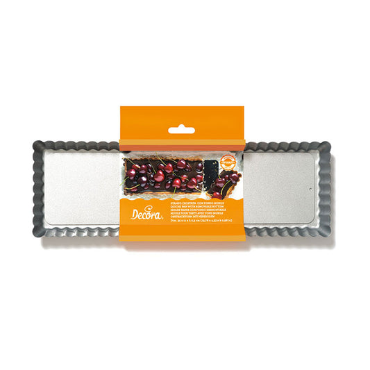 Decora - Stampo crostata con fondo mobile rettangolare stretto