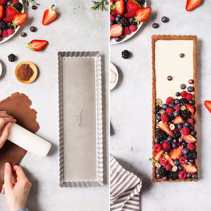 Decora - Stampo crostata con fondo mobile rettangolare stretto